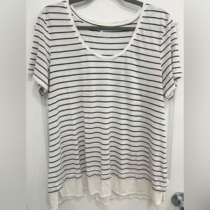 STYLUS Black and White Striped Short Sleeve Top